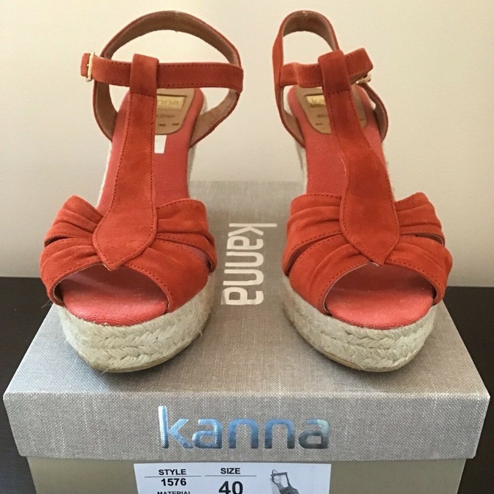 KANNA Suede Espadrille Wedge Sandals Size 10